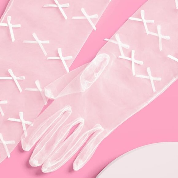 Mini Satin Bow Opera Gloves - Picture 4 of 7